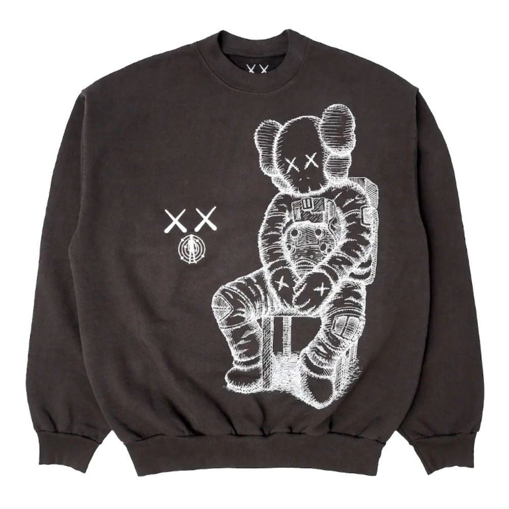KAWS For Kid Cudi Moon Man Front Print Crewneck Sweatshirt